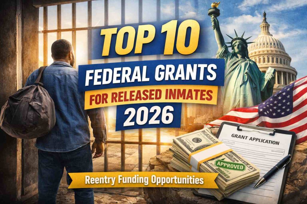 Federal Grants for Released Inmates 2026 showing U.S. reentry funding opportunities for nonprofits supporting formerly incarcerated individuals